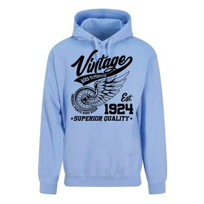 Winged Wheel Vintage 1924 Aged To Perfection Superior Quality 100th Birthday Unisex Surf Hoodie