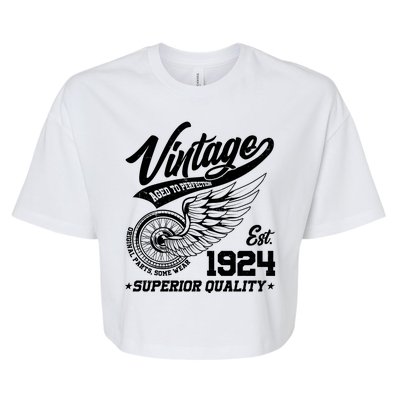 Winged Wheel Vintage 1924 Aged To Perfection Superior Quality 100th Birthday Bella+Canvas Jersey Crop Tee