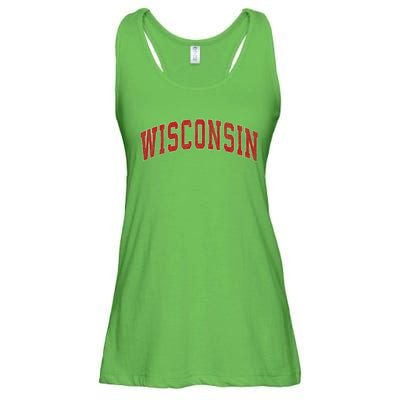 Wisconsin Wi Vintage Athletic Sports Ladies Essential Flowy Tank