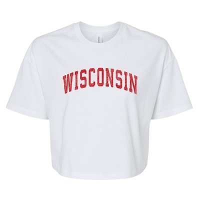 Wisconsin Wi Vintage Athletic Sports Bella+Canvas Jersey Crop Tee