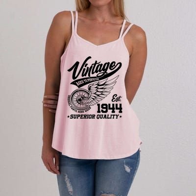 Winged Wheel Vintage 1944 Aged To Perfection Superior Quality 80th Birthday Women's Strappy Tank