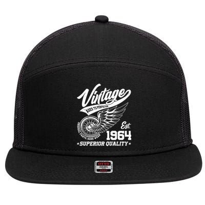 Winged Wheel Vintage 1964 Aged To Perfection Superior Quality 60th Birthday 7 Panel Mesh Trucker Snapback Hat