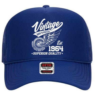 Winged Wheel Vintage 1964 Aged To Perfection Superior Quality 60th Birthday High Crown Mesh Back Trucker Hat