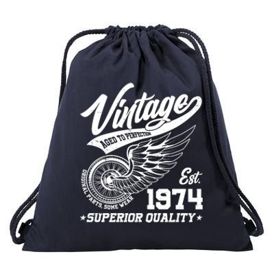 Winged Wheel Vintage 1974 Aged To Perfection Superior Quality 50th Birthday Drawstring Bag