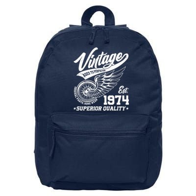 Winged Wheel Vintage 1974 Aged To Perfection Superior Quality 50th Birthday 16 in Basic Backpack