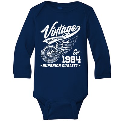 Winged Wheel Vintage 1984 Aged To Perfection Superior Quality 40th Birthday Baby Long Sleeve Bodysuit