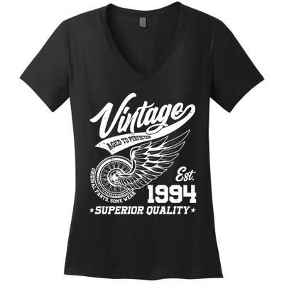 Winged Wheel Vintage 1994 Aged To Perfection Superior Quality 30th Birthday Women's V-Neck T-Shirt