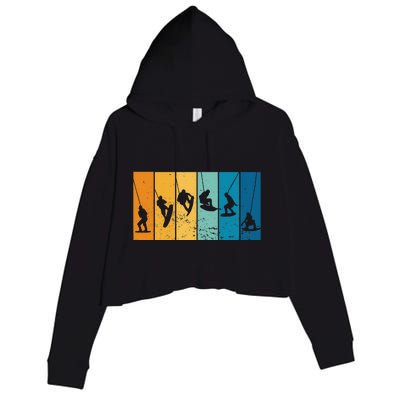 Wakeboarding Wakeboarder Vintage Wakeboard Crop Fleece Hoodie