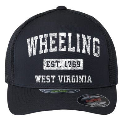 Wheeling West Virginia Wv Vintage Established Sports Flexfit Unipanel Trucker Cap