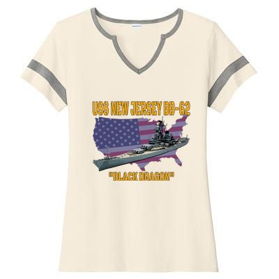 Ww2 Warship Vietnam War Uss New Jersey Bb62 Battleship Ladies Halftime Notch Neck Tee