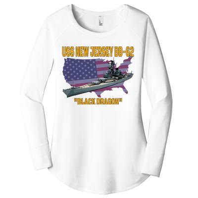 Ww2 Warship Vietnam War Uss New Jersey Bb62 Battleship Women's Perfect Tri Tunic Long Sleeve Shirt