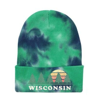 Wisconsin Wi Vintage Retro 70s Design Tie Dye 12in Knit Beanie