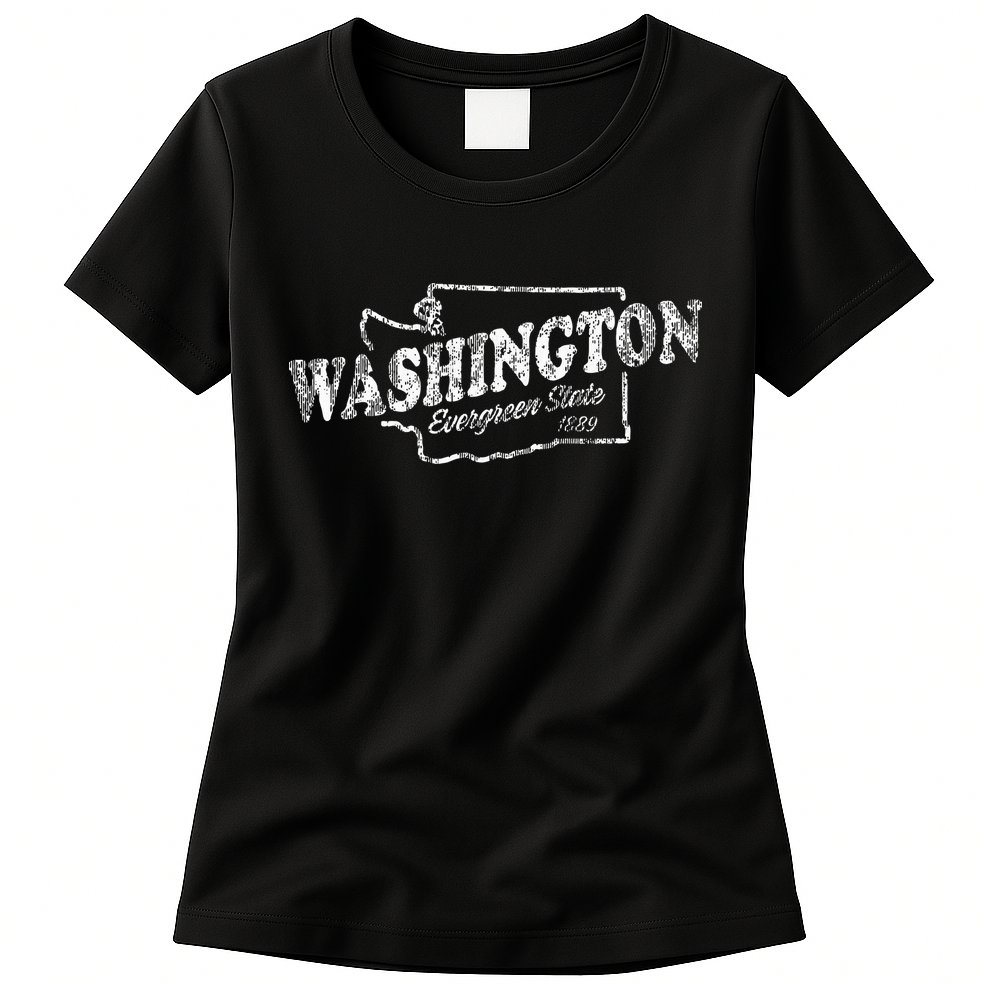 Washington Wa Vintage Graphic Evergreen State Womens T-Shirt