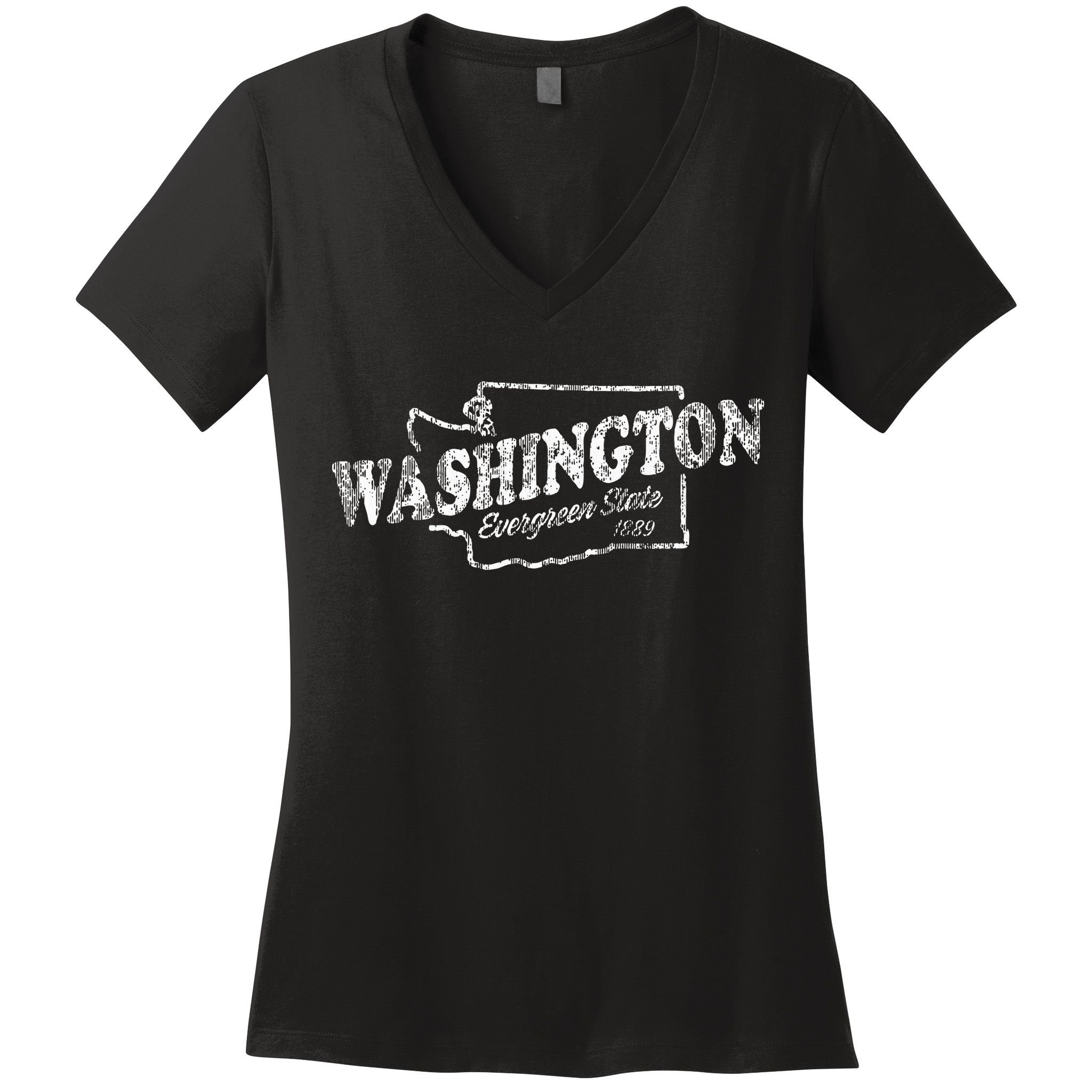 Washington Wa Vintage Graphic Evergreen State Women's V-Neck T-Shirt