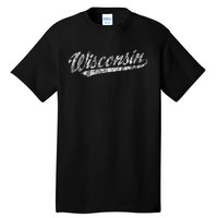 Wisconsin Wi Vintage Sports Script Retro Tall T-Shirt