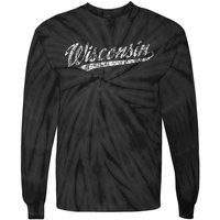 Wisconsin Wi Vintage Sports Script Retro Tie-Dye Long Sleeve Shirt