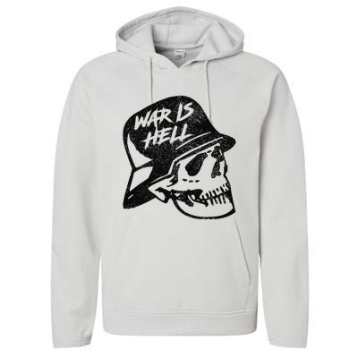 WWI WWII Veteran Military Skull - War Is Hell Performance Fleece Hoodie