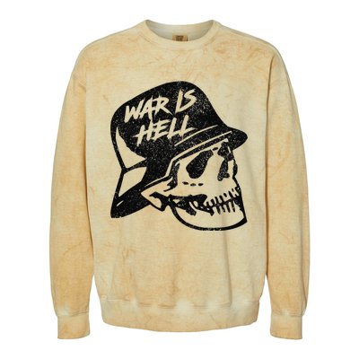 WWI WWII Veteran Military Skull - War Is Hell Colorblast Crewneck Sweatshirt