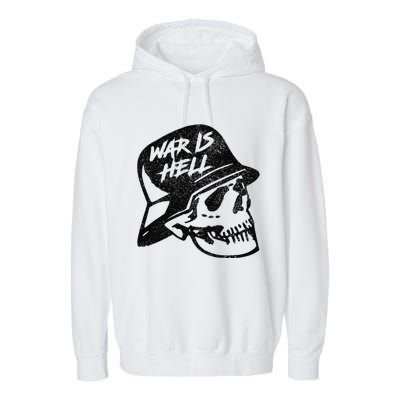 WWI WWII Veteran Military Skull - War Is Hell Garment-Dyed Fleece Hoodie