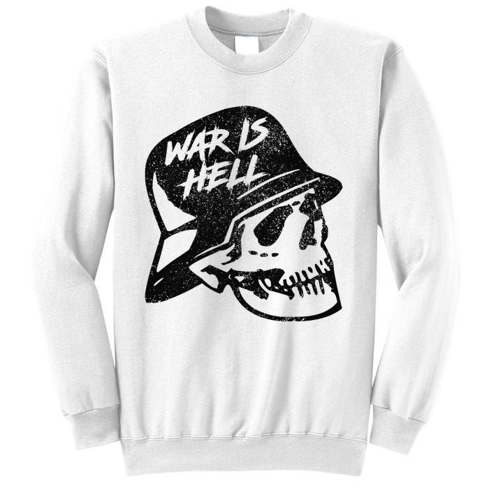 WWI WWII Veteran Military Skull - War Is Hell Sweatshirt