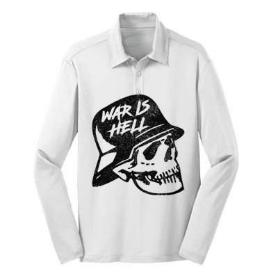 WWI WWII Veteran Military Skull - War Is Hell Silk Touch Performance Long Sleeve Polo