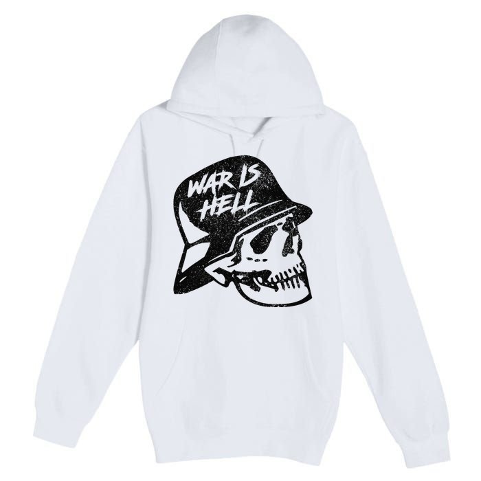 WWI WWII Veteran Military Skull - War Is Hell Premium Pullover Hoodie