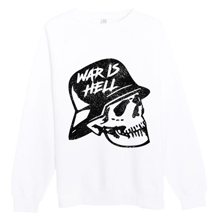 WWI WWII Veteran Military Skull - War Is Hell Premium Crewneck Sweatshirt