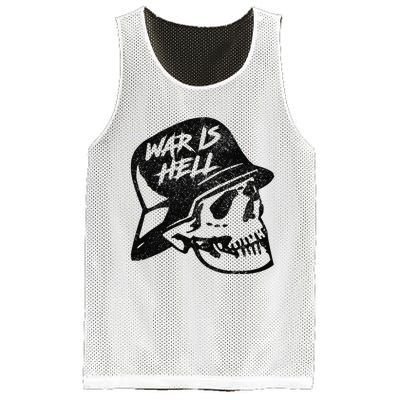 WWI WWII Veteran Military Skull - War Is Hell Mesh Reversible Basketball Jersey Tank