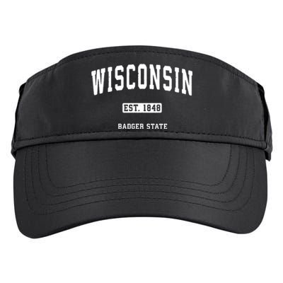 Wisconsin Wi Vintage Sports Design Retro Varsity Adult Drive Performance Visor