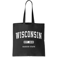 Wisconsin Wi Vintage Sports Design Retro Varsity Tote Bag