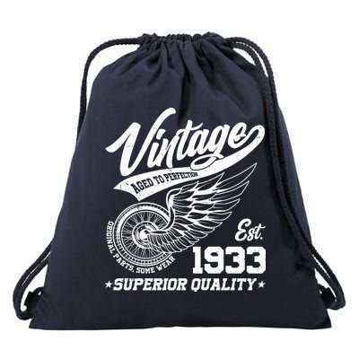 Winged Wheel Vintage 1933 Aged To Perfection Superior Quality 90th Birthday Drawstring Bag