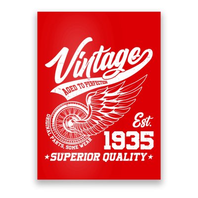 Winged Wheel Vintage 1935 Aged To Perfection Superior Quality 90th Birthday Poster
