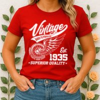 Winged Wheel Vintage 1935 Aged To Perfection Superior Quality 90th Birthday Womens T-Shirt