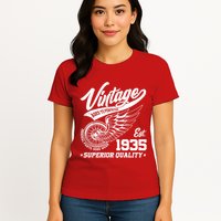 Winged Wheel Vintage 1935 Aged To Perfection Superior Quality 90th Birthday Womens T-Shirt