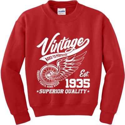 Winged Wheel Vintage 1935 Aged To Perfection Superior Quality 90th Birthday Kids Sweatshirt