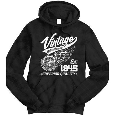Winged Wheel Vintage 1945 Aged To Perfection Superior Quality 80th Birthday Tie Dye Hoodie