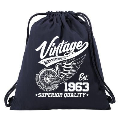Winged Wheel Vintage 1963 Aged To Perfection Superior Quality 60th Birthday Drawstring Bag