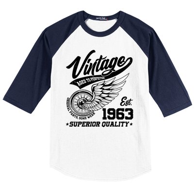 Winged Wheel Vintage 1963 Aged To Perfection Superior Quality 60th Birthday Baseball Sleeve Shirt