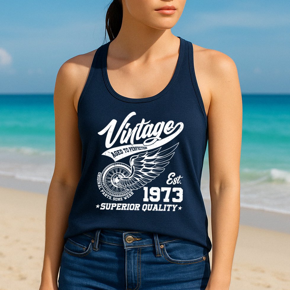 Winged Wheel Vintage 1973 Aged To Perfection Superior Quality 50th Birthday Womens Tank Top