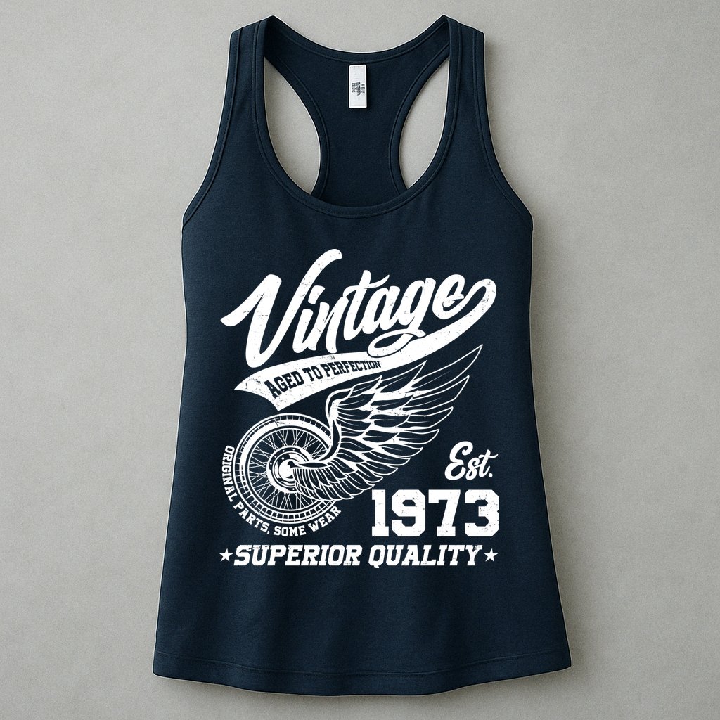Winged Wheel Vintage 1973 Aged To Perfection Superior Quality 50th Birthday Womens Tank Top