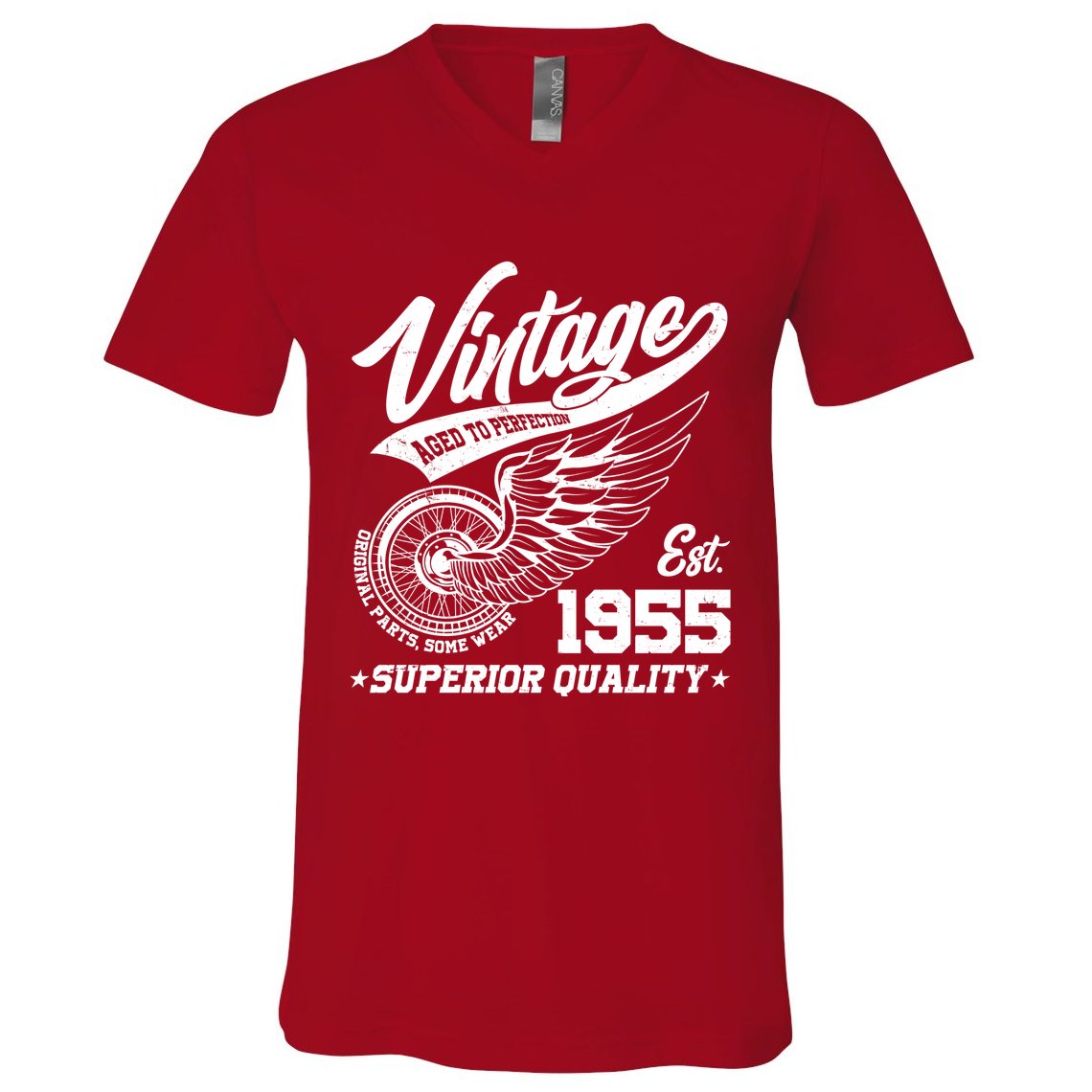 Winged Wheel Vintage 1955 Aged To Perfection Superior Quality 70th Birthday V-Neck T-Shirt