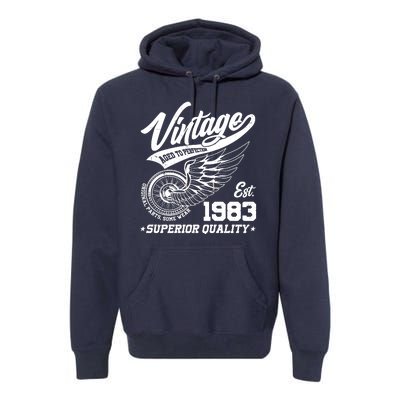 Winged Wheel Vintage 1983 Aged To Perfection Superior Quality 40th Birthday Premium Hoodie