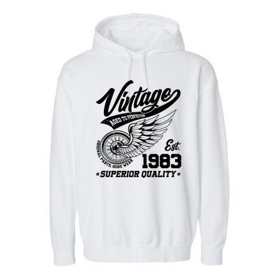 Winged Wheel Vintage 1983 Aged To Perfection Superior Quality 40th Birthday Garment-Dyed Fleece Hoodie