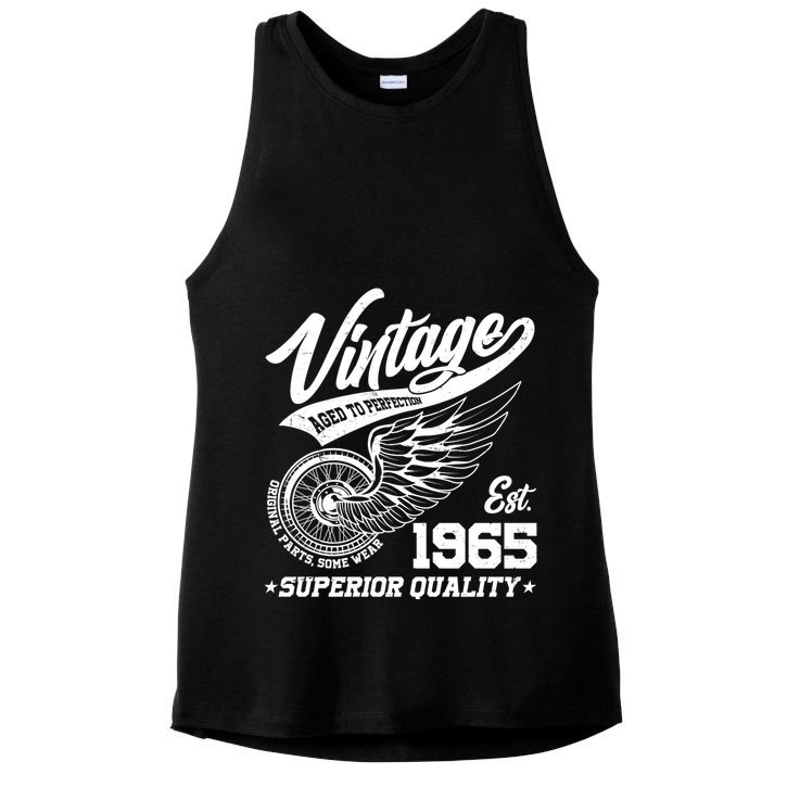 Winged Wheel Vintage 1965 Aged To Perfection Superior Quality 60th Birthday Ladies PosiCharge Tri-Blend Wicking Tank