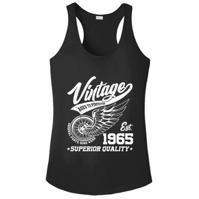 Winged Wheel Vintage 1965 Aged To Perfection Superior Quality 60th Birthday Ladies PosiCharge Competitor Racerback Tank