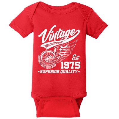 Winged Wheel Vintage 1975 Aged To Perfection Superior Quality 50th Birthday Baby Bodysuit