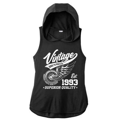 Winged Wheel Vintage 1993 Aged To Perfection Superior Quality 30th Birthday Ladies PosiCharge Tri-Blend Wicking Draft Hoodie Tank