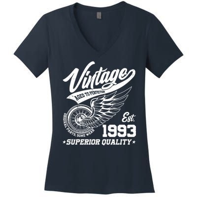 Winged Wheel Vintage 1993 Aged To Perfection Superior Quality 30th Birthday Women's V-Neck T-Shirt