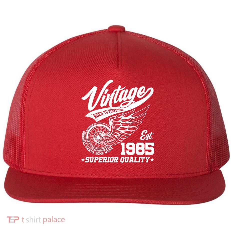 Winged Wheel Vintage 1985 Aged To Perfection Superior Quality 40th Birthday Flatbill Hat