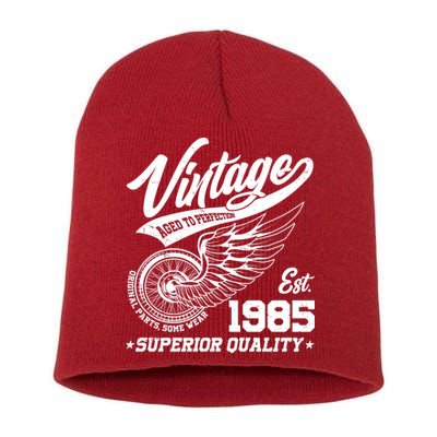 Winged Wheel Vintage 1985 Aged To Perfection Superior Quality 40th Birthday Short Acrylic Beanie
